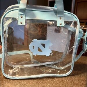 Clear Tote Bag with Light Blue Trim